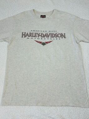VTG Harley Davidson T Shirt Chicago Illinois Mens XL Beige Gangster Biker 1999